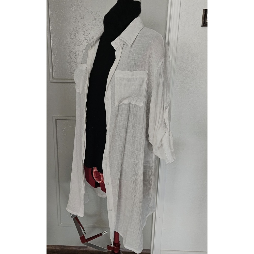 Boho White Gauze Oversized Beach Cover Up/holiday layering One Size